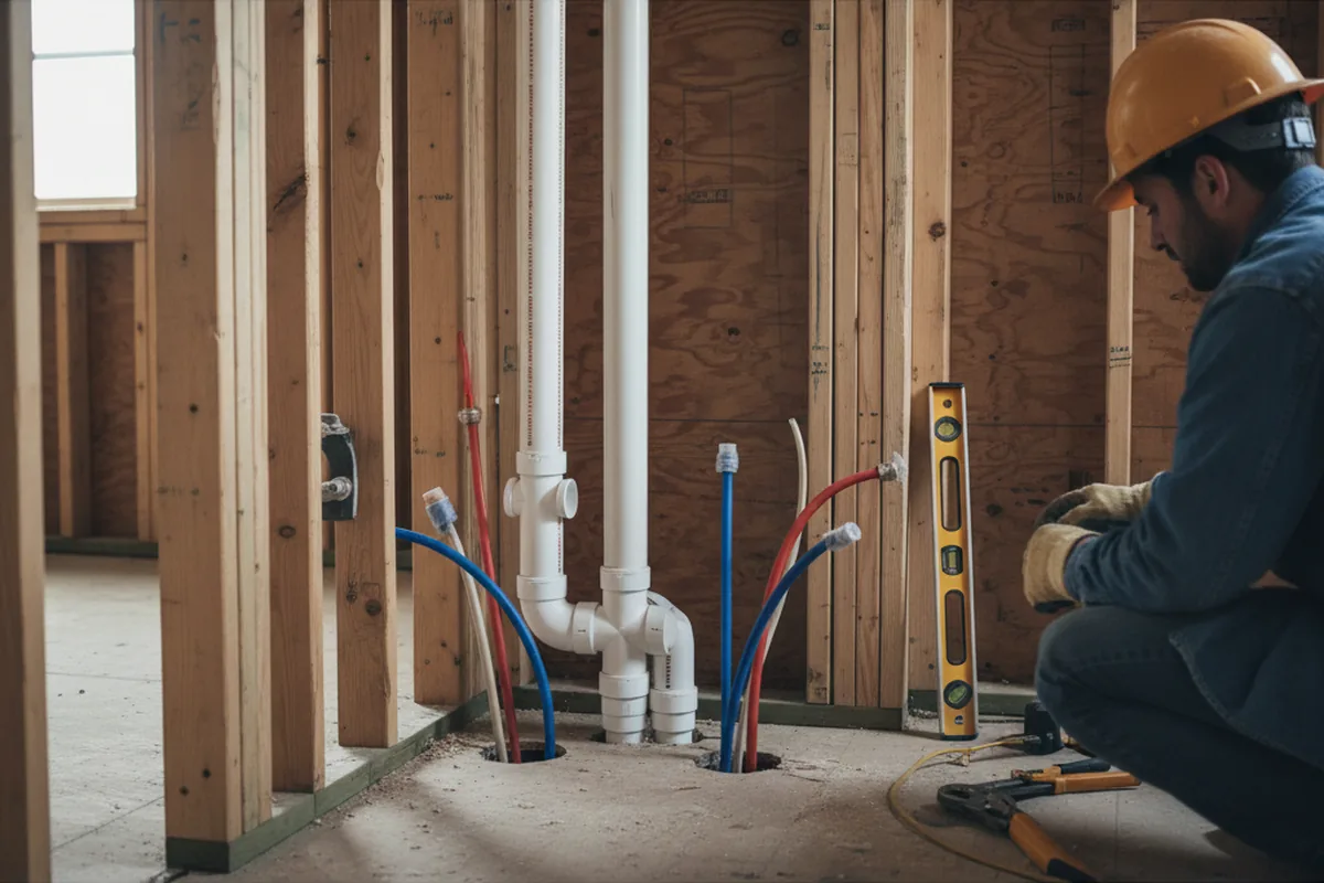Drain and supply rough-in during Leak Detection in Leesburg